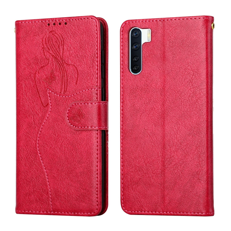 For OPPO A91 Beauty Girl Embossing Pattern Horizontal Flip Leather Case with Holder & Card Slot & Wallet & Photo Frame