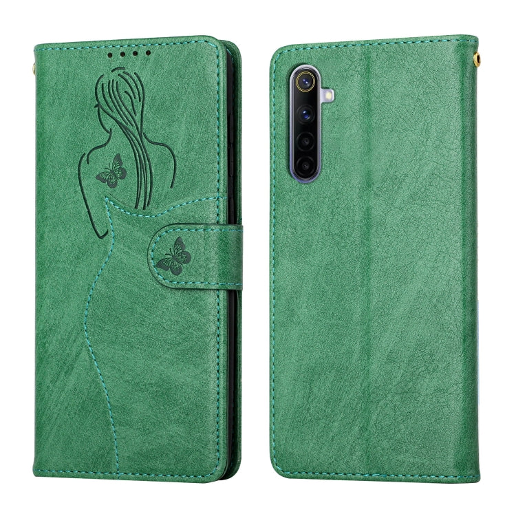 For OPPO Realme 6 Beauty Girl Embossing Pattern Horizontal Flip Leather Case with Holder & Card Slot & Wallet & Photo Frame