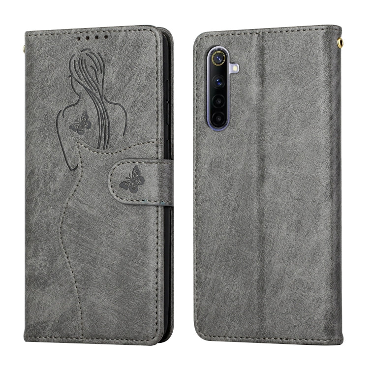 For OPPO Realme 6 Beauty Girl Embossing Pattern Horizontal Flip Leather Case with Holder & Card Slot & Wallet & Photo Frame