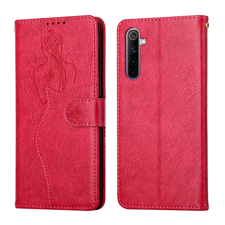 For OPPO Realme 6 Beauty Girl Embossing Pattern Horizontal Flip Leather Case with Holder & Card Slot & Wallet & Photo Frame