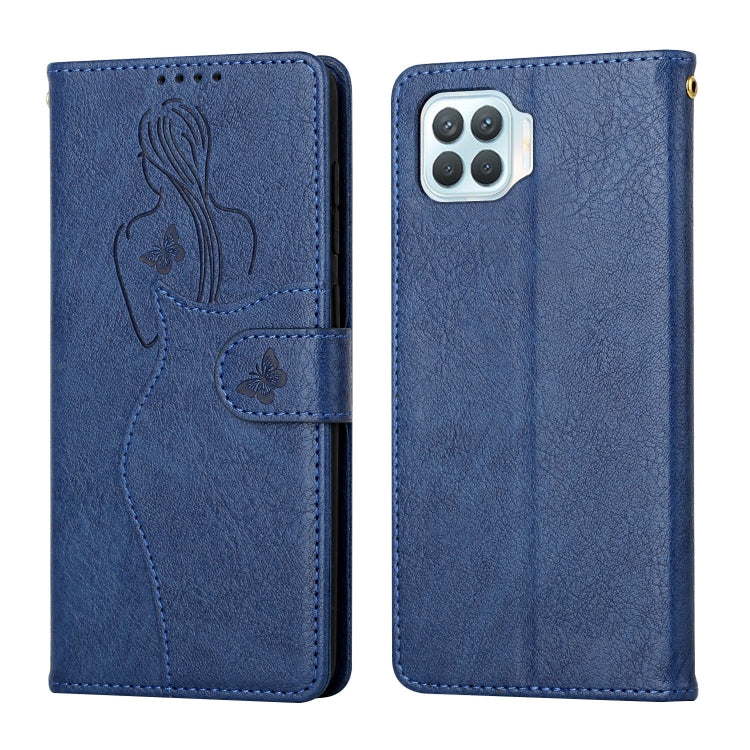For OPPO Reno4 F / A93 / F17 Pro Beauty Girl Embossing Pattern Horizontal Flip Leather Case with Holder & Card Slot & Wallet & Photo Frame