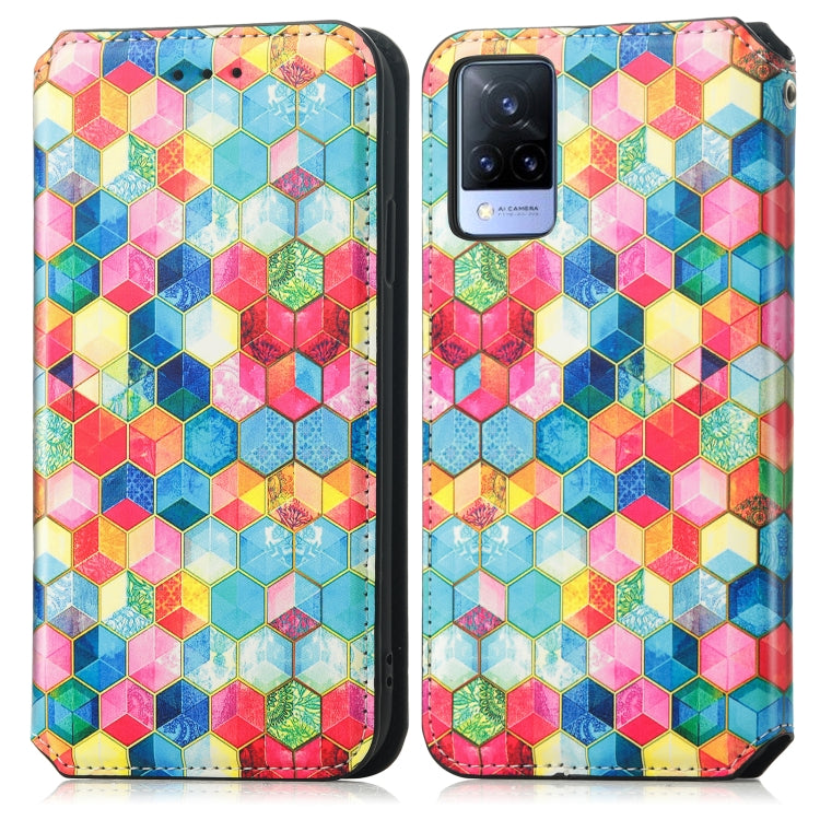 For vivo V21 Colorful Magnetic Horizontal Flip PU Leather Case with Holder & Card Slot & Wallet
