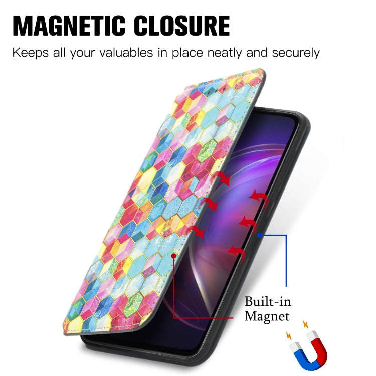 For vivo V21 Colorful Magnetic Horizontal Flip PU Leather Case with Holder & Card Slot & Wallet