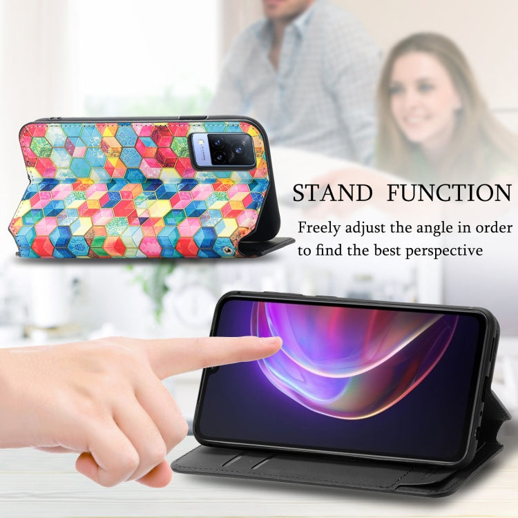 For vivo V21 Colorful Magnetic Horizontal Flip PU Leather Case with Holder & Card Slot & Wallet