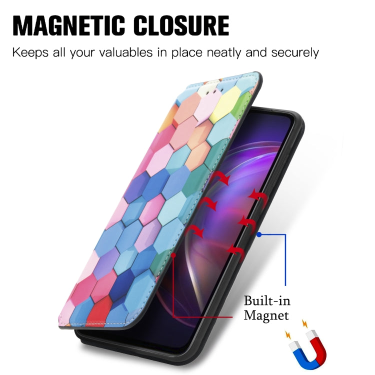 For vivo V21 Colorful Magnetic Horizontal Flip PU Leather Case with Holder & Card Slot & Wallet