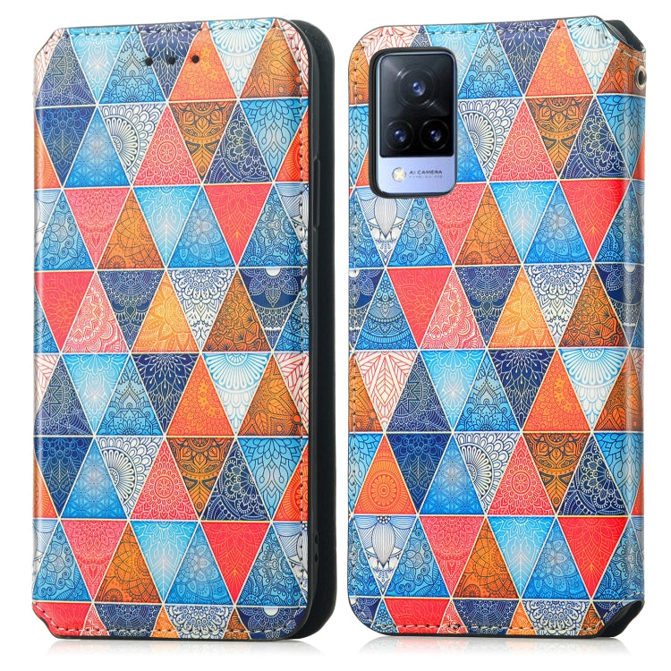 For vivo V21 Colorful Magnetic Horizontal Flip PU Leather Case with Holder & Card Slot & Wallet