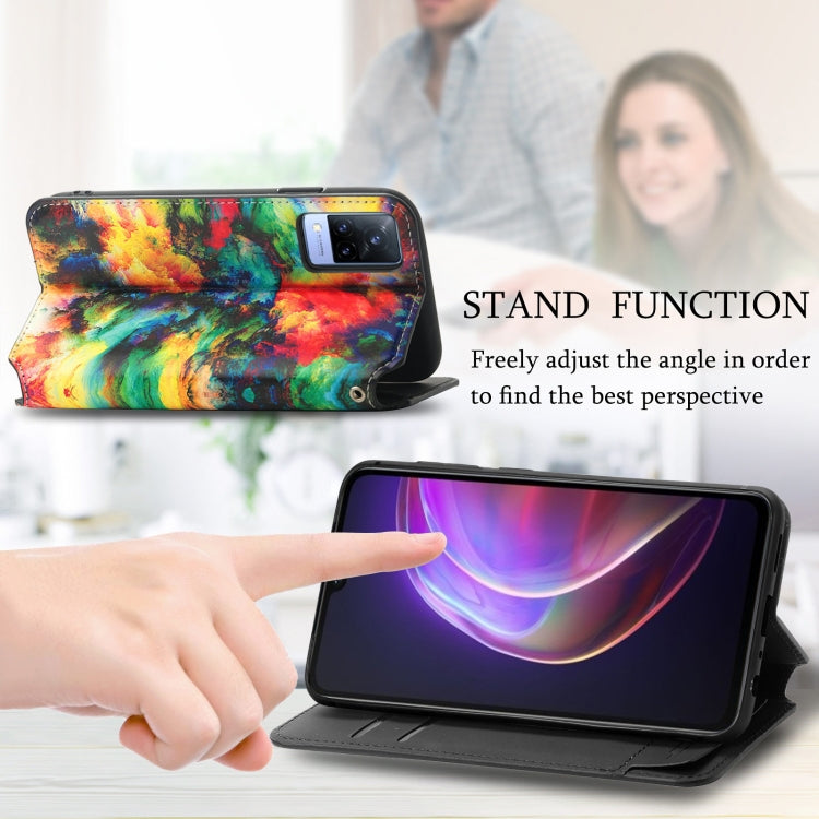 For vivo V21 Colorful Magnetic Horizontal Flip PU Leather Case with Holder & Card Slot & Wallet