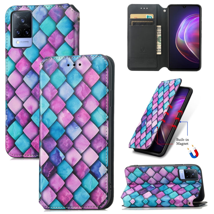 For vivo V21 Colorful Magnetic Horizontal Flip PU Leather Case with Holder & Card Slot & Wallet