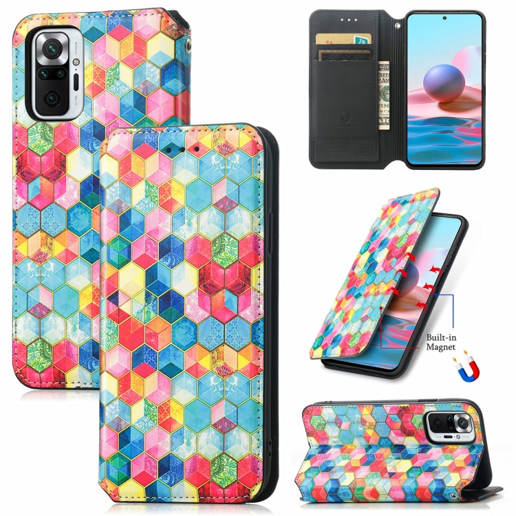 For Xiaomi Redmi Note 10 Pro Colorful Magnetic Horizontal Flip PU Leather Case with Holder & Card Slot & Wallet