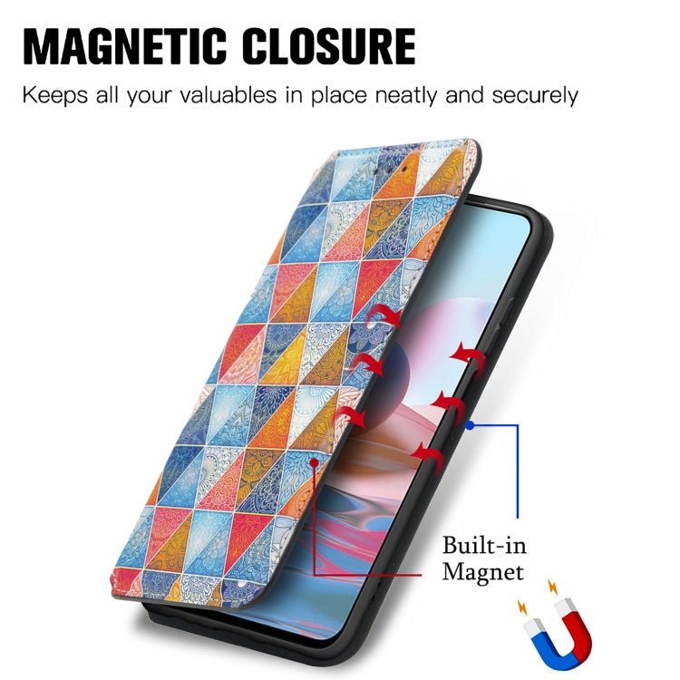 For Xiaomi Redmi Note 10 Pro Colorful Magnetic Horizontal Flip PU Leather Case with Holder & Card Slot & Wallet