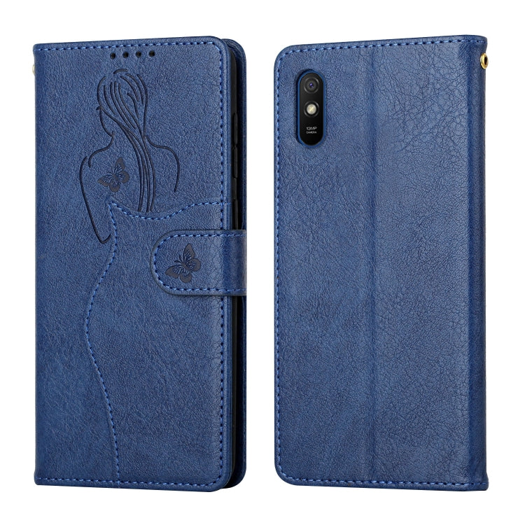 For Xiaomi Redmi 9A Beauty Girl Embossing Pattern Horizontal Flip Leather Case with Holder & Card Slot & Wallet & Photo Frame
