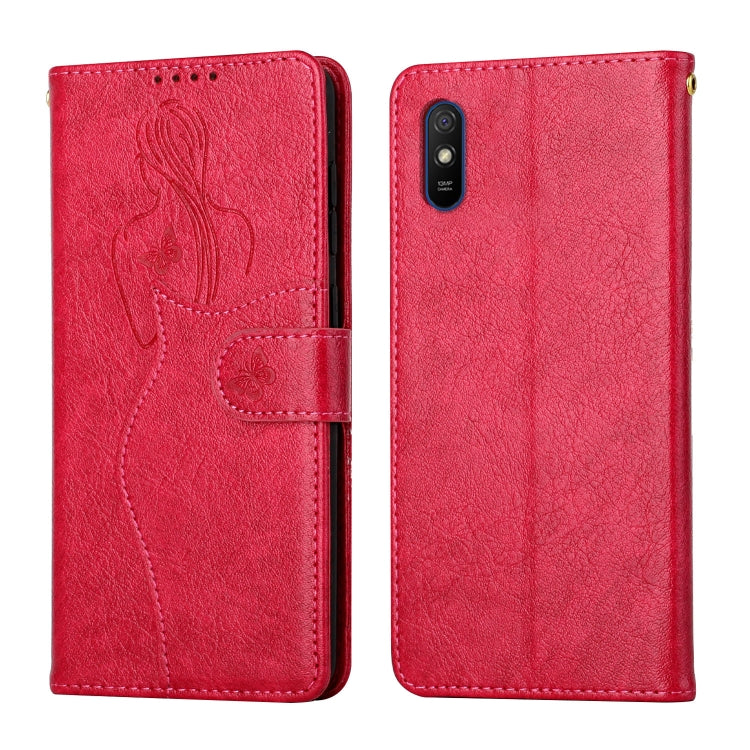 For Xiaomi Redmi 9A Beauty Girl Embossing Pattern Horizontal Flip Leather Case with Holder & Card Slot & Wallet & Photo Frame