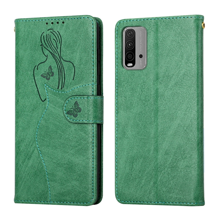 For Xiaomi Redmi 9T Beauty Girl Embossing Pattern Horizontal Flip Leather Case with Holder & Card Slot & Wallet & Photo Frame