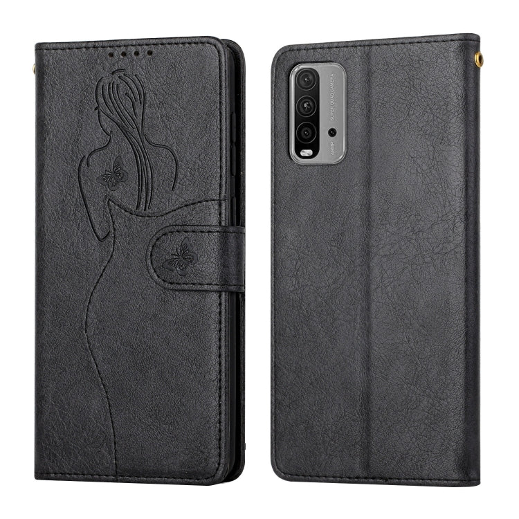 For Xiaomi Redmi 9T Beauty Girl Embossing Pattern Horizontal Flip Leather Case with Holder & Card Slot & Wallet & Photo Frame