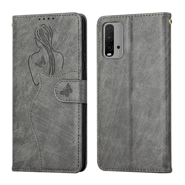 For Xiaomi Redmi 9T Beauty Girl Embossing Pattern Horizontal Flip Leather Case with Holder & Card Slot & Wallet & Photo Frame