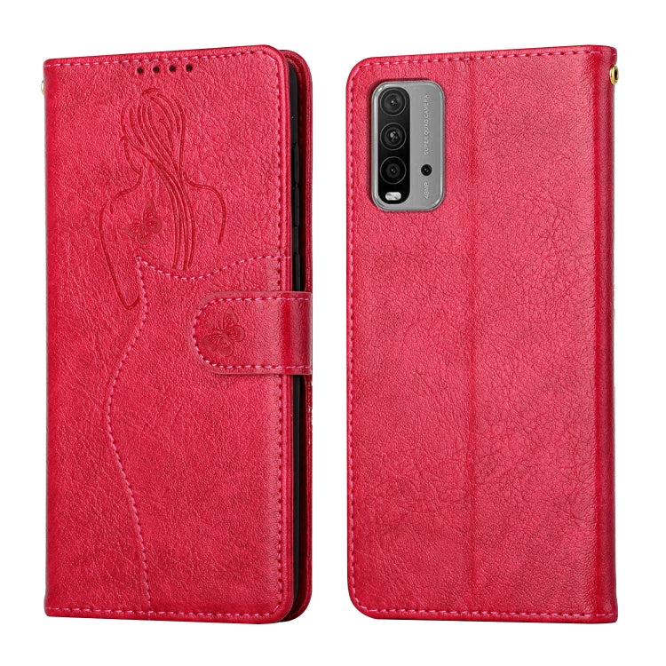 For Xiaomi Redmi 9T Beauty Girl Embossing Pattern Horizontal Flip Leather Case with Holder & Card Slot & Wallet & Photo Frame