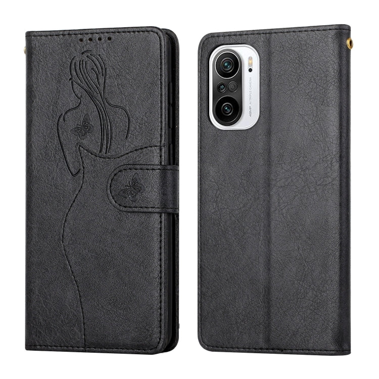 For Xiaomi Redmi K40 / K40 Pro Beauty Girl Embossing Pattern Horizontal Flip Leather Case with Holder & Card Slot & Wallet & Photo Frame