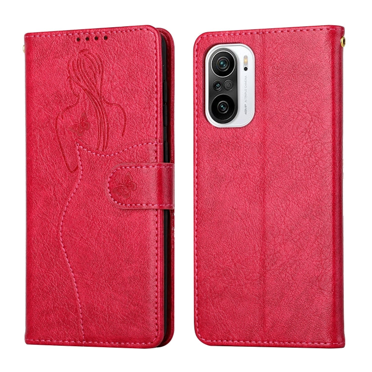 For Xiaomi Redmi K40 / K40 Pro Beauty Girl Embossing Pattern Horizontal Flip Leather Case with Holder & Card Slot & Wallet & Photo Frame