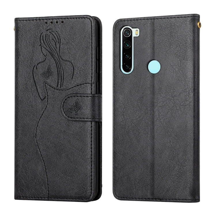 For Xiaomi Redmi Note 8 2021 Beauty Girl Embossing Pattern Horizontal Flip Leather Case with Holder & Card Slot & Wallet & Photo Frame