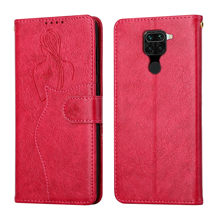 For Xiaomi Redmi Note 9 / 10X 4G Beauty Girl Embossing Pattern Horizontal Flip Leather Case with Holder & Card Slot & Wallet & Photo Frame