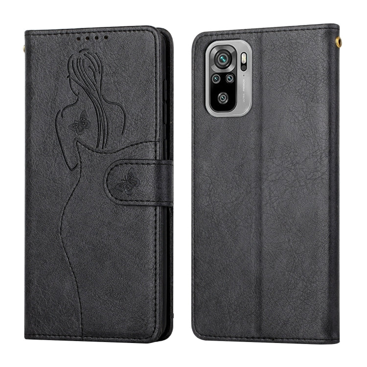 For Xiaomi Redmi Note 10 Beauty Girl Embossing Pattern Horizontal Flip Leather Case with Holder & Card Slot & Wallet & Photo Frame