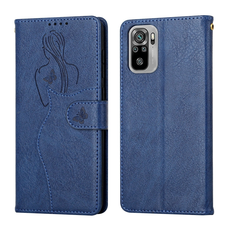 For Xiaomi Redmi Note 10 Beauty Girl Embossing Pattern Horizontal Flip Leather Case with Holder & Card Slot & Wallet & Photo Frame