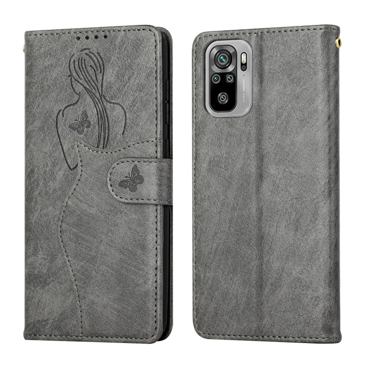 For Xiaomi Redmi Note 10 Beauty Girl Embossing Pattern Horizontal Flip Leather Case with Holder & Card Slot & Wallet & Photo Frame