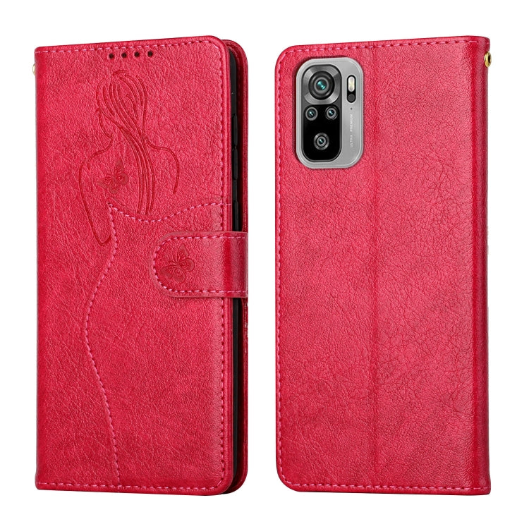 For Xiaomi Redmi Note 10 Beauty Girl Embossing Pattern Horizontal Flip Leather Case with Holder & Card Slot & Wallet & Photo Frame