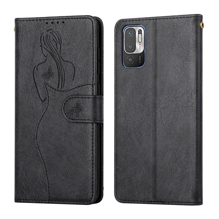 For Xiaomi Redmi Note 10 5G Beauty Girl Embossing Pattern Horizontal Flip Leather Case with Holder & Card Slot & Wallet & Photo Frame