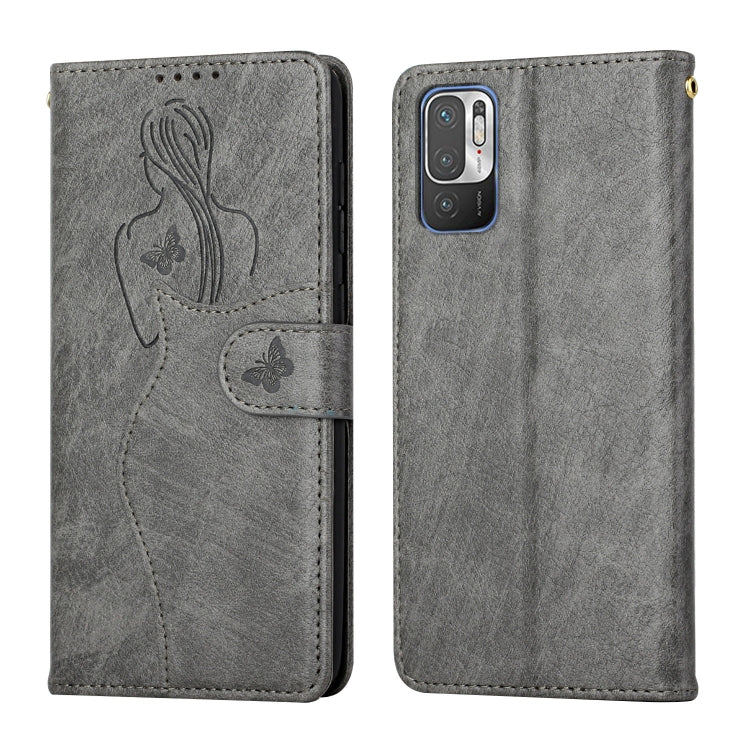 For Xiaomi Redmi Note 10 5G Beauty Girl Embossing Pattern Horizontal Flip Leather Case with Holder & Card Slot & Wallet & Photo Frame