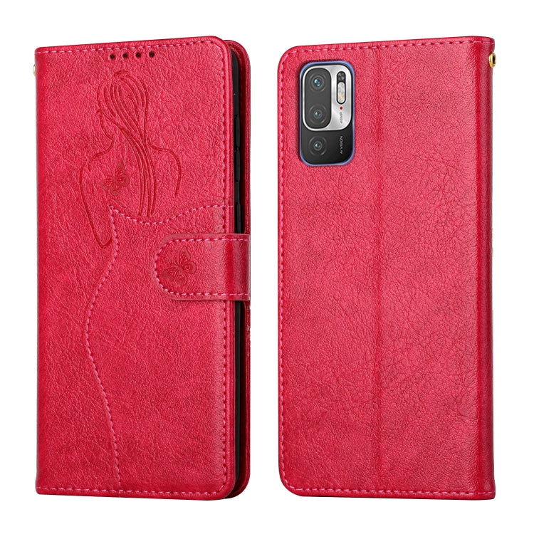 For Xiaomi Redmi Note 10 5G Beauty Girl Embossing Pattern Horizontal Flip Leather Case with Holder & Card Slot & Wallet & Photo Frame