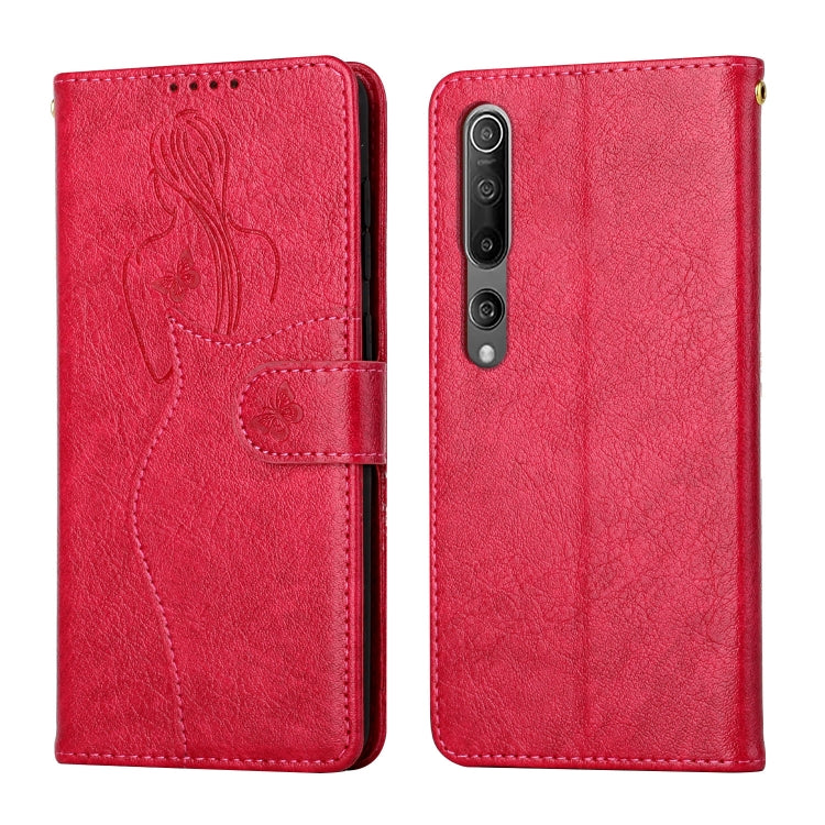 For Xiaomi Mi 10 5G / 10 Pro 5G Beauty Girl Embossing Pattern Horizontal Flip Leather Case with Holder & Card Slot & Wallet & Photo Frame