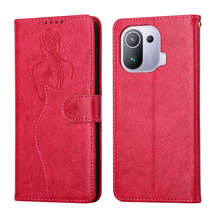 For Xiaomi Mi 11 Pro Beauty Girl Embossing Pattern Horizontal Flip Leather Case with Holder & Card Slot & Wallet & Photo Frame