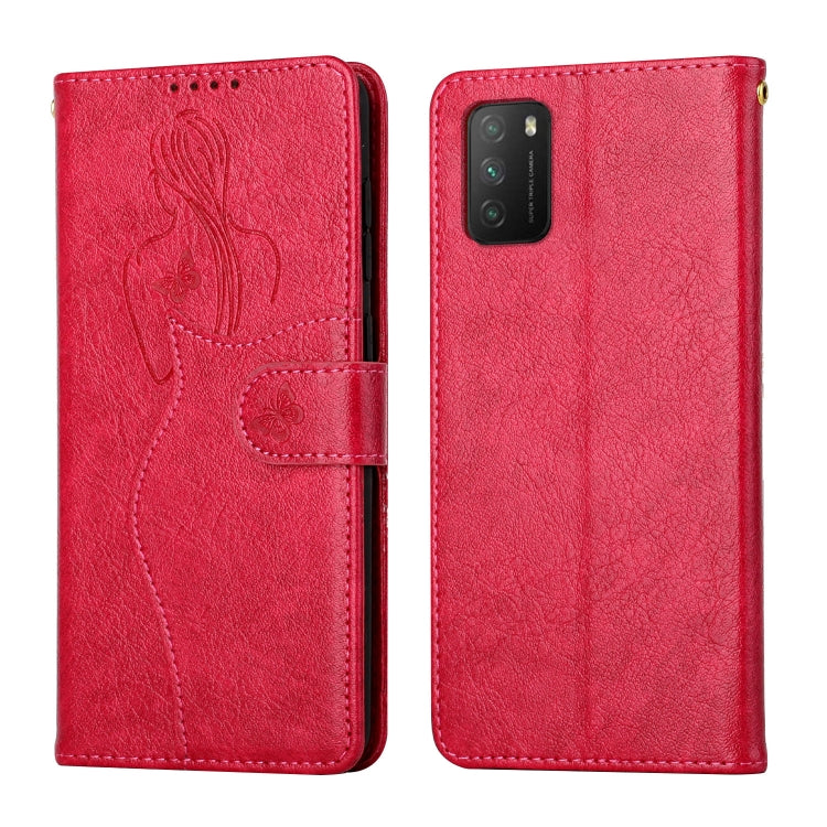 For Xiaomi Poco M3 Beauty Girl Embossing Pattern Horizontal Flip Leather Case with Holder & Card Slot & Wallet & Photo Frame