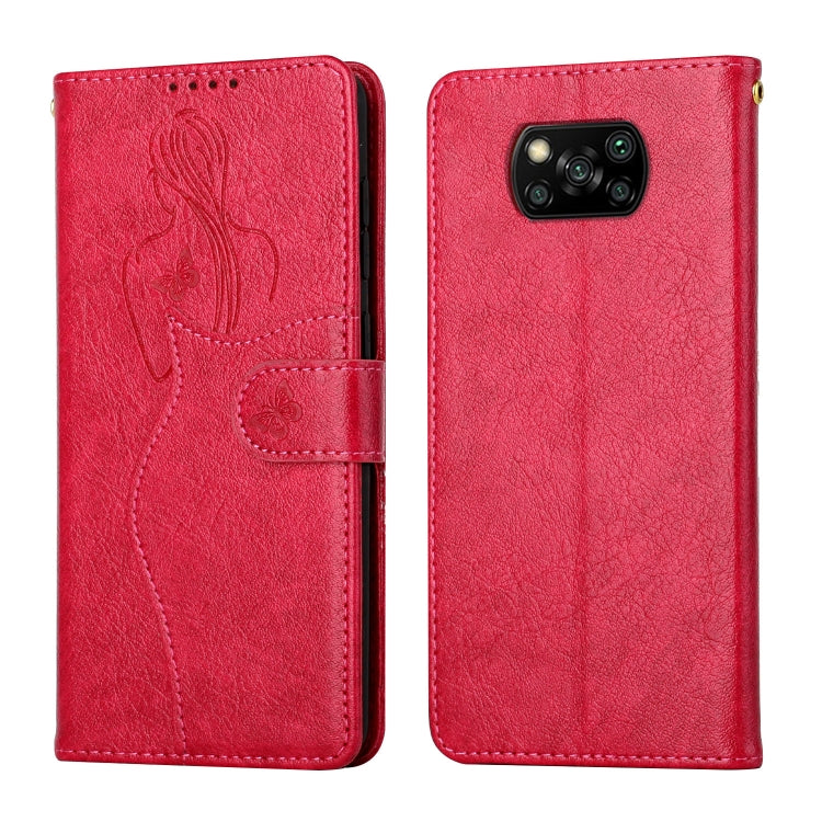 For Xiaomi Poco X3 NFC Beauty Girl Embossing Pattern Horizontal Flip Leather Case with Holder & Card Slot & Wallet & Photo Frame