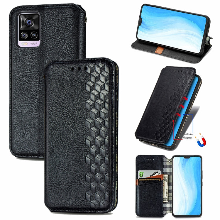 For vivo S7 Cubic Grid Pressed Horizontal Flip Magnetic PU Leather Case with Holder & Card Slots & Wallet