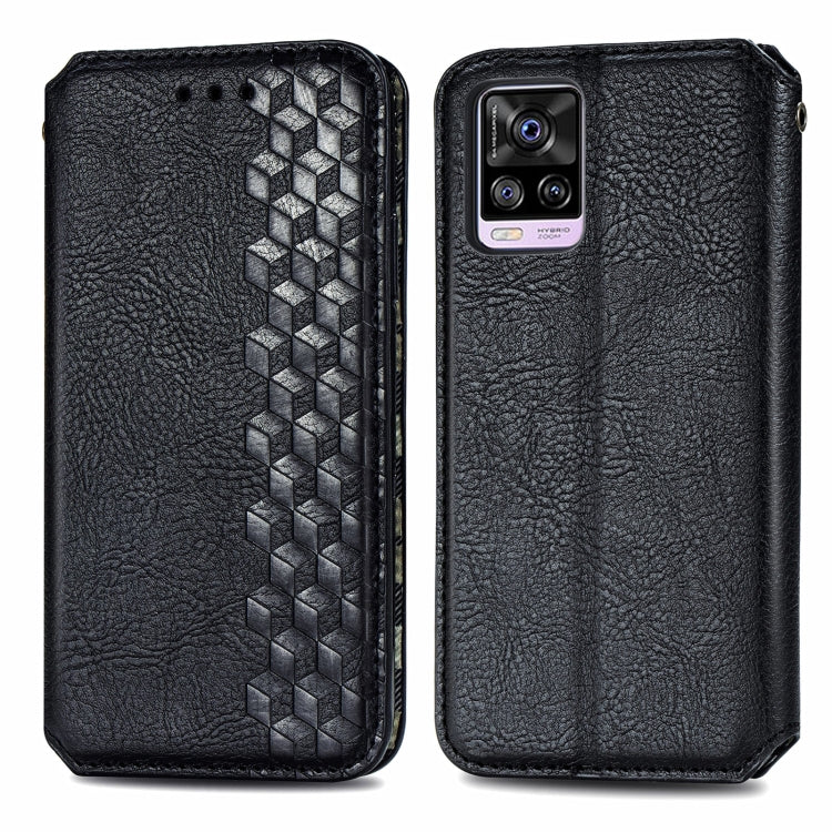 For vivo S7 Cubic Grid Pressed Horizontal Flip Magnetic PU Leather Case with Holder & Card Slots & Wallet