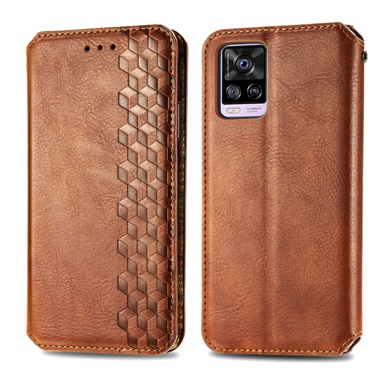 For vivo S7 Cubic Grid Pressed Horizontal Flip Magnetic PU Leather Case with Holder & Card Slots & Wallet