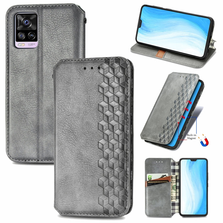 For vivo S7 Cubic Grid Pressed Horizontal Flip Magnetic PU Leather Case with Holder & Card Slots & Wallet