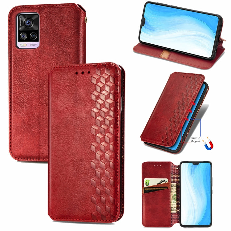 For vivo S7 Cubic Grid Pressed Horizontal Flip Magnetic PU Leather Case with Holder & Card Slots & Wallet