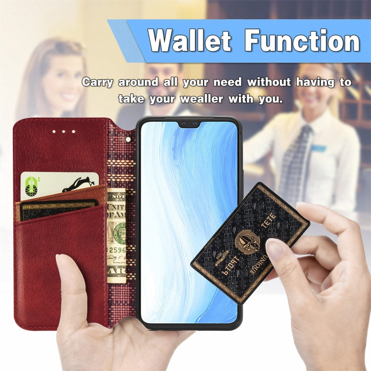 For vivo S7 Cubic Grid Pressed Horizontal Flip Magnetic PU Leather Case with Holder & Card Slots & Wallet