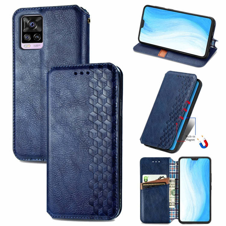 For vivo S7 Cubic Grid Pressed Horizontal Flip Magnetic PU Leather Case with Holder & Card Slots & Wallet