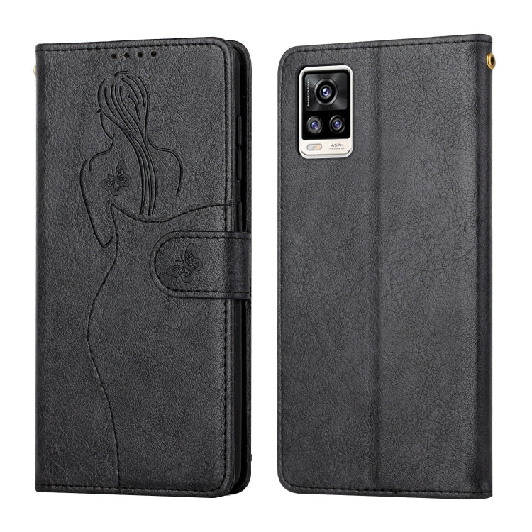 For vivo V20 Pro Beauty Girl Embossing Pattern Horizontal Flip Leather Case with Holder & Card Slot & Wallet & Photo Frame