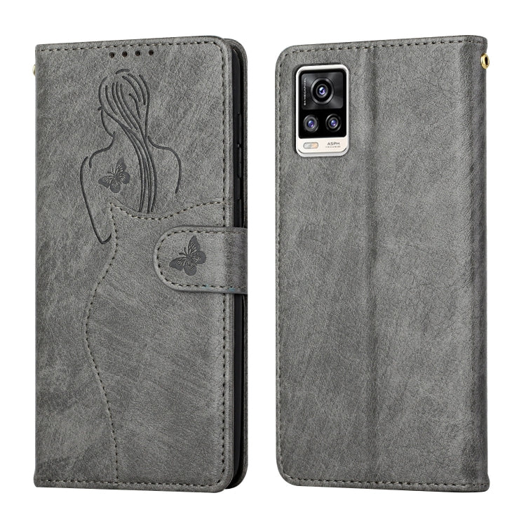 For vivo V20 Pro Beauty Girl Embossing Pattern Horizontal Flip Leather Case with Holder & Card Slot & Wallet & Photo Frame