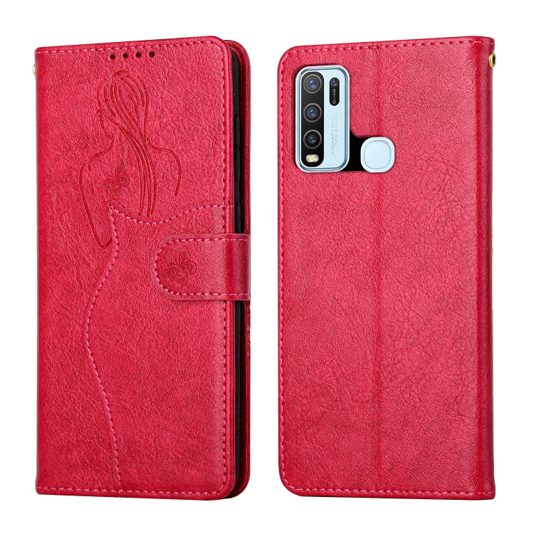 For vivo Y50 / Y30 Beauty Girl Embossing Pattern Horizontal Flip Leather Case with Holder & Card Slot & Wallet & Photo Frame