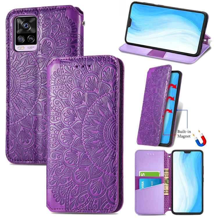 For vivo S7 Blooming Mandala Embossed Pattern Magnetic Horizontal Flip Leather Case with Holder & Card Slots & Wallet