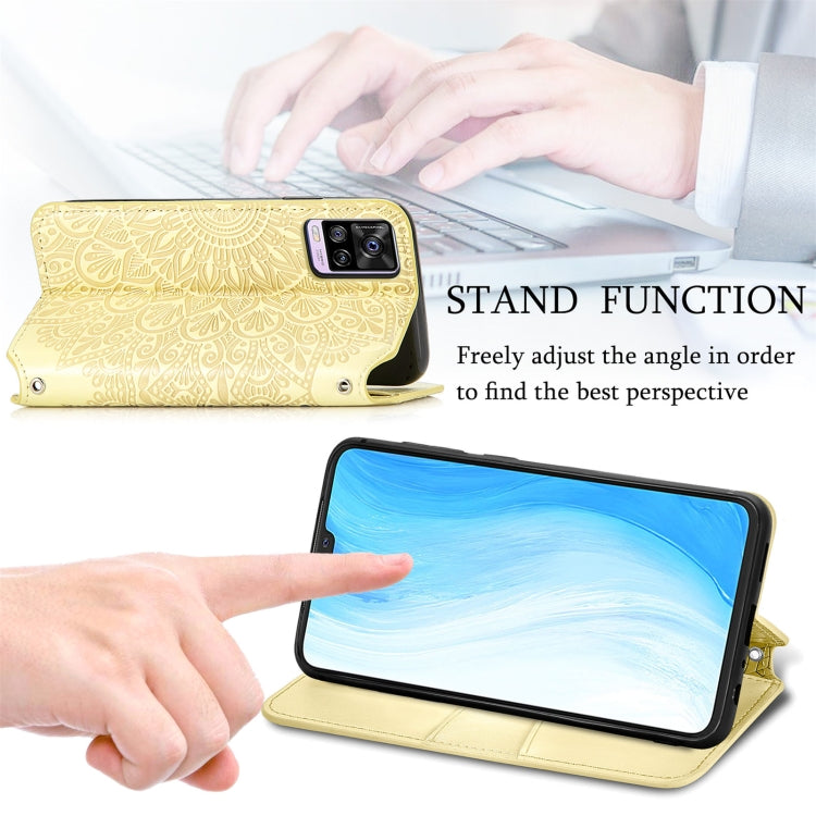 For vivo S7 Blooming Mandala Embossed Pattern Magnetic Horizontal Flip Leather Case with Holder & Card Slots & Wallet