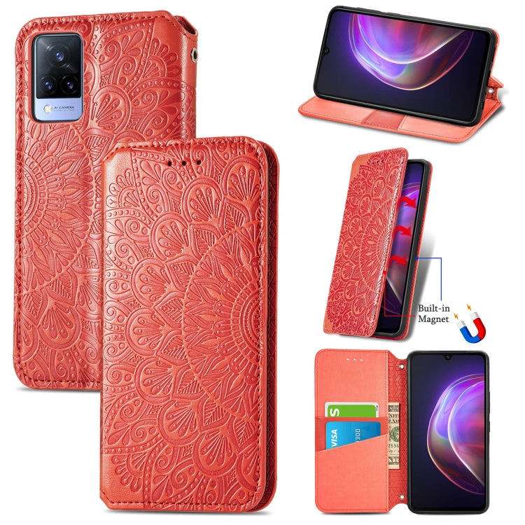 For vivo V21 Blooming Mandala Embossed Pattern Magnetic Horizontal Flip Leather Case with Holder & Card Slots & Wallet