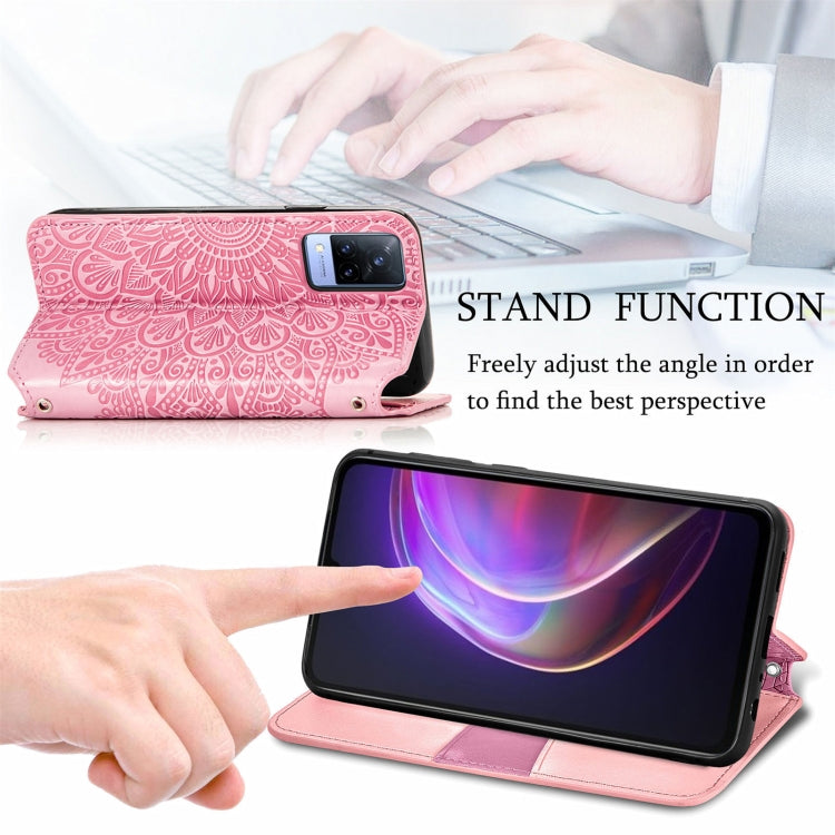 For vivo V21 Blooming Mandala Embossed Pattern Magnetic Horizontal Flip Leather Case with Holder & Card Slots & Wallet