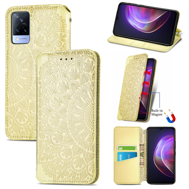 For vivo V21 Blooming Mandala Embossed Pattern Magnetic Horizontal Flip Leather Case with Holder & Card Slots & Wallet